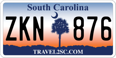 SC license plate ZKN876