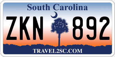 SC license plate ZKN892