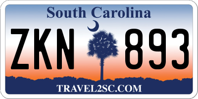 SC license plate ZKN893