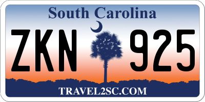 SC license plate ZKN925