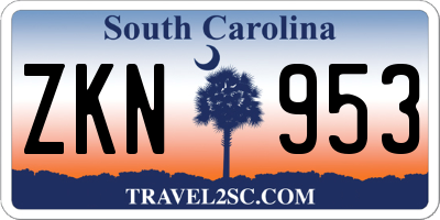 SC license plate ZKN953