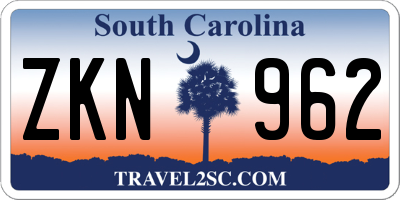 SC license plate ZKN962