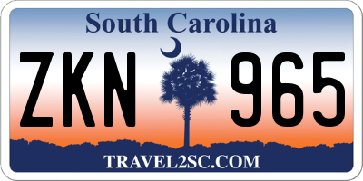 SC license plate ZKN965