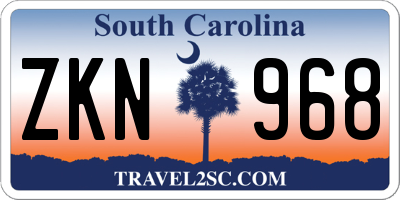 SC license plate ZKN968