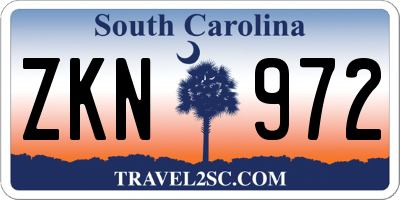 SC license plate ZKN972