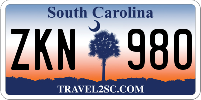 SC license plate ZKN980