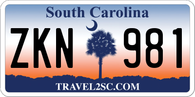 SC license plate ZKN981