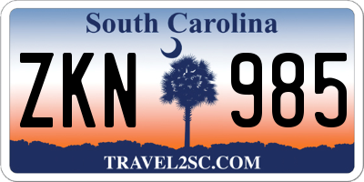SC license plate ZKN985