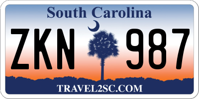 SC license plate ZKN987