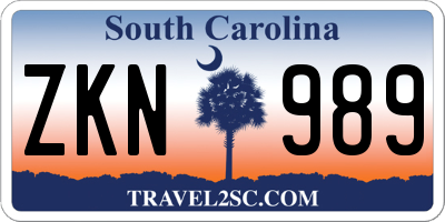 SC license plate ZKN989