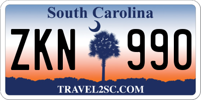 SC license plate ZKN990