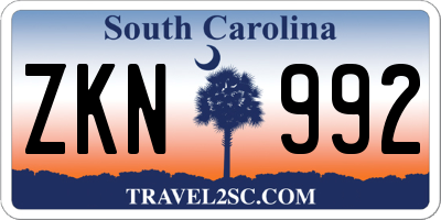 SC license plate ZKN992