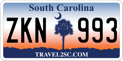 SC license plate ZKN993