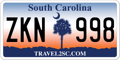 SC license plate ZKN998