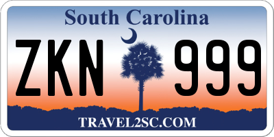 SC license plate ZKN999