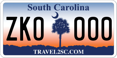SC license plate ZKO000