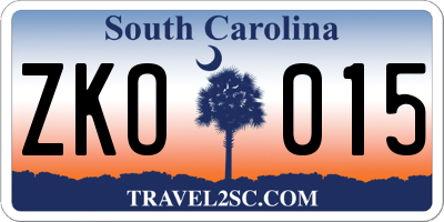 SC license plate ZKO015