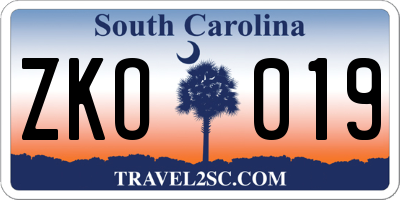 SC license plate ZKO019