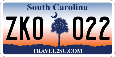 SC license plate ZKO022
