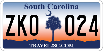 SC license plate ZKO024