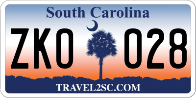 SC license plate ZKO028