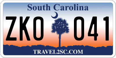 SC license plate ZKO041