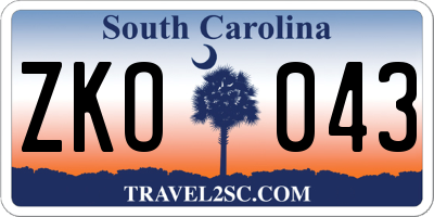 SC license plate ZKO043