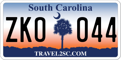 SC license plate ZKO044