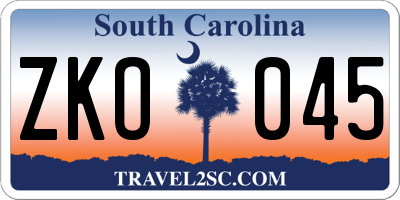 SC license plate ZKO045