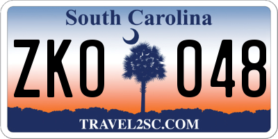 SC license plate ZKO048