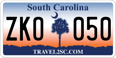 SC license plate ZKO050