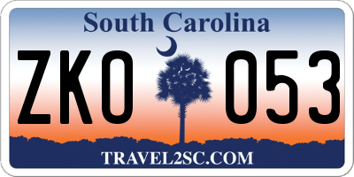 SC license plate ZKO053