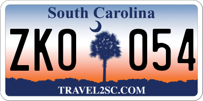 SC license plate ZKO054
