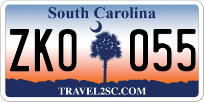 SC license plate ZKO055