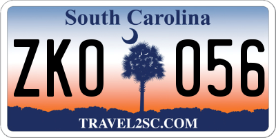 SC license plate ZKO056