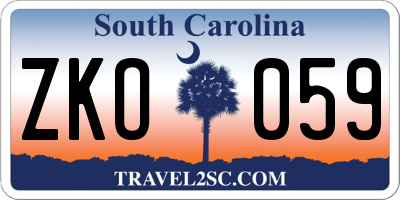 SC license plate ZKO059