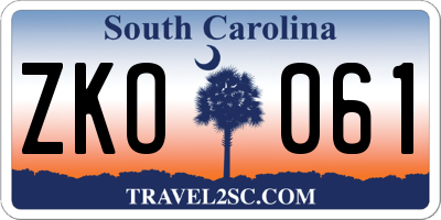 SC license plate ZKO061