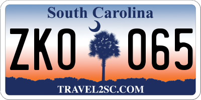 SC license plate ZKO065