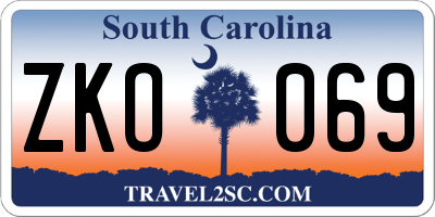 SC license plate ZKO069