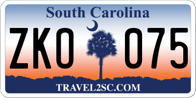 SC license plate ZKO075