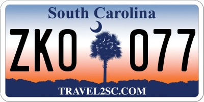 SC license plate ZKO077