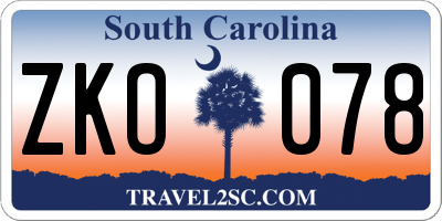 SC license plate ZKO078