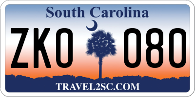 SC license plate ZKO080