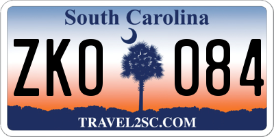 SC license plate ZKO084