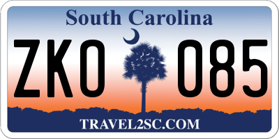 SC license plate ZKO085