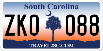 SC license plate ZKO088