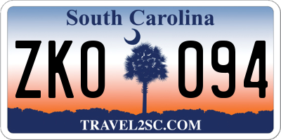 SC license plate ZKO094