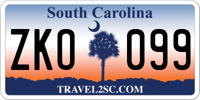 SC license plate ZKO099