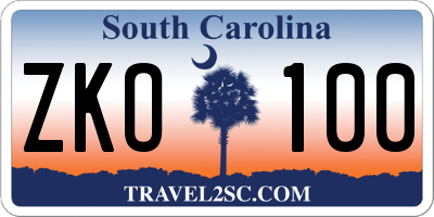 SC license plate ZKO100