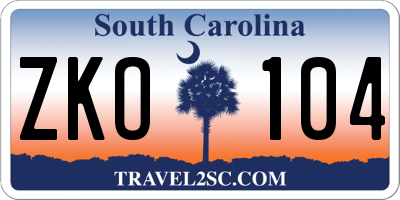 SC license plate ZKO104